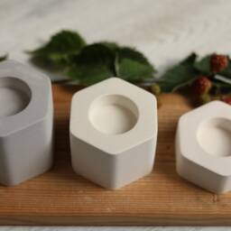 Hexagon Candle Holders Set - Concrete Tea Light - thumbnail 4