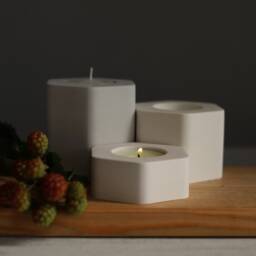 Hexagon Candle Holders Set - Concrete Tea Light - thumbnail 3