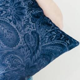 Blueberry Paisly Textured Velvet Cushion Cover Only - thumbnail 2