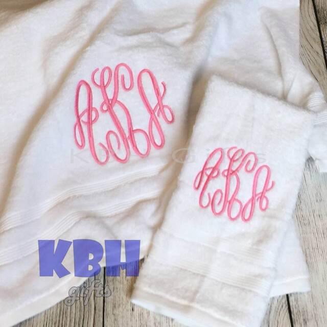 Embroidered Monogram Bath Towel Set - image 1