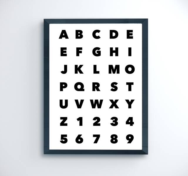 Black & White Scandi Alphabet Print & Minimalist Nursery Bedroom Decor Simple Bedroom Playroom Wall Art 272 - image 1