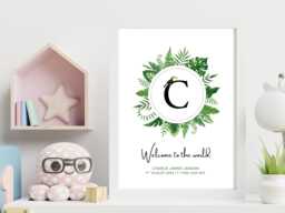 Newborn Jungle - Baby Weight Personalised Print Nursery Custom Decor Gift Bespoke A5 A4 A3 Framed - thumbnail 1