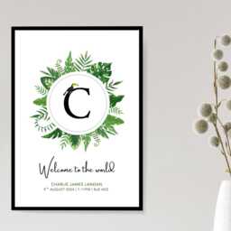 Newborn Jungle - Baby Weight Personalised Print Nursery Custom Decor Gift Bespoke A5 A4 A3 Framed - thumbnail 2