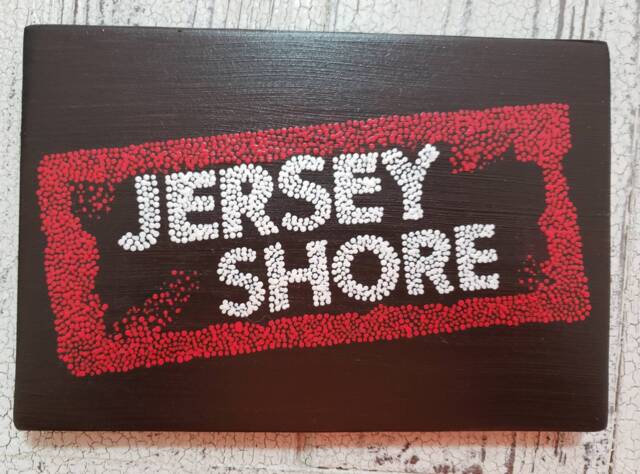 Jersey Shore Wall Decor // 9x6 Inch Wooden Hanging Sign Jersey Shore Show Gifts Under 30 Dot Art - image 1
