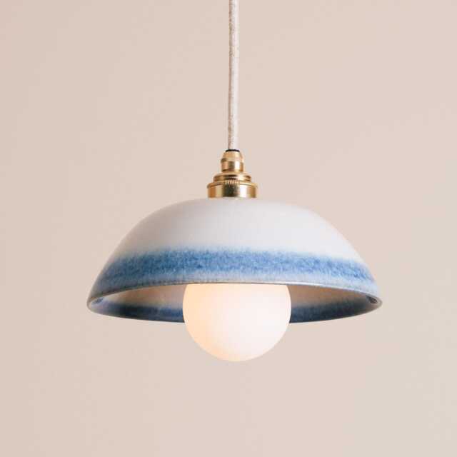 Blue & White Small Dusk Ceramic Lamp Shade Pendant Set - image 1