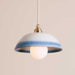Blue & White Small Dusk Ceramic Lamp Shade Pendant Set - thumbnail 1