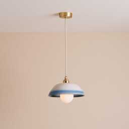 Blue & White Small Dusk Ceramic Lamp Shade Pendant Set - thumbnail 2