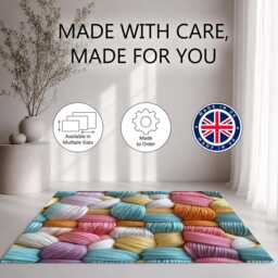 White Pink Blue Chunky Woven Texture Rug Non-Slip Soft Area Carpet Bedroom Living Room Hallway Mat Decor - Made in UK - thumbnail 2