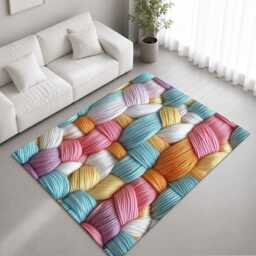 White Pink Blue Chunky Woven Texture Rug Non-Slip Soft Area Carpet Bedroom Living Room Hallway Mat Decor - Made in UK