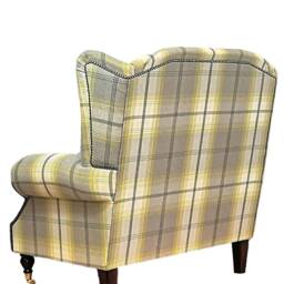 Queen Anne Wing Back Cottage Fireside Chair Extra Wide Seating Area - Balmoral Citrus Tartan - thumbnail 3