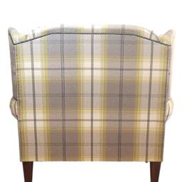 Queen Anne Wing Back Cottage Fireside Chair Extra Wide Seating Area - Balmoral Citrus Tartan - thumbnail 4