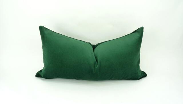 Forest Green Velvet Pillow Case, Heavy Cotton Lumbar Cushion - image 1