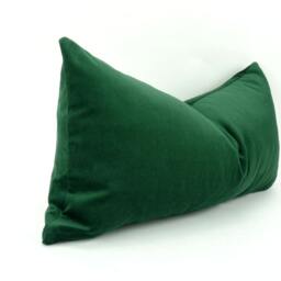 Forest Green Velvet Pillow Case, Heavy Cotton Lumbar Cushion - thumbnail 2