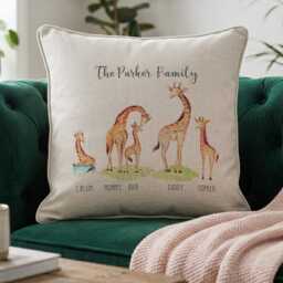 Personalised Giraffe Family Cushion - thumbnail 1