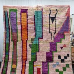 Artistic Boujad Rug, Moroccan Rug 6x10, Berber Rug, Abstract Soft Pink Unique Handwoven Handmade Area Rug, Sheep Wool Rug - thumbnail 2