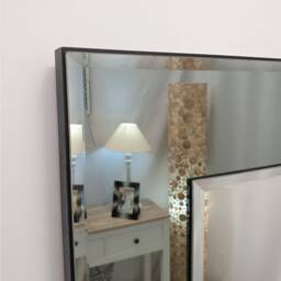 Marietta Square Wall Mirror Grey/Smoked Glass Frame 2 Layers Bevelled 60x60cm - thumbnail 3