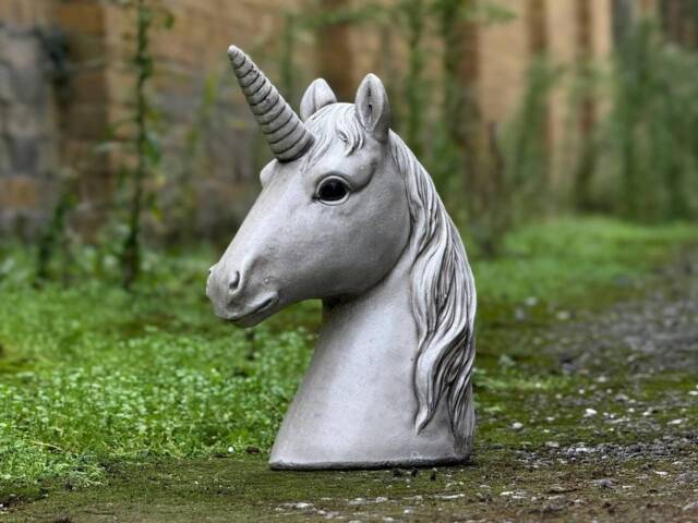 Unicorn Head Statue Concrete Unicorn Garden Sculpture Fantasy Animal Decor Cement Mythical Creature Ornament Fantasy - image 1