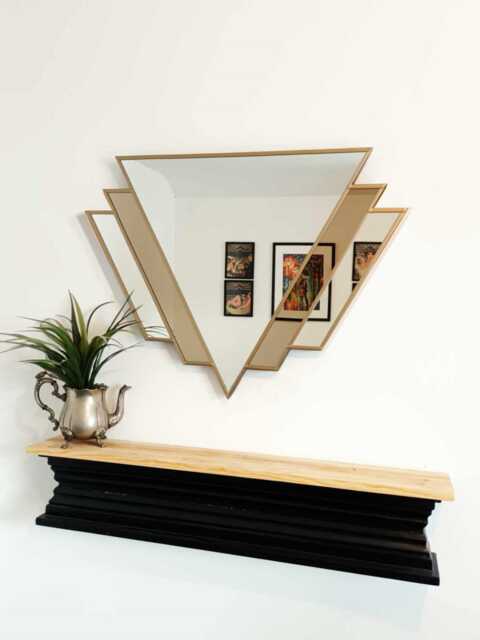 Bronze Tinted Art Deco Fan Mirror, Vintage Style Antique Retro Mirror - image 1