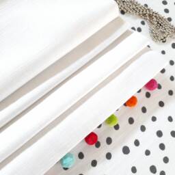 White Roman Blind With Multi Pom Trim & Blackout Lining - thumbnail 1