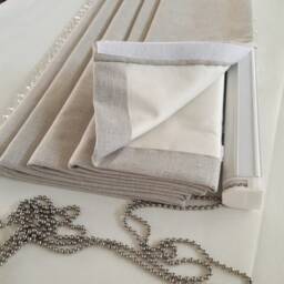 White Roman Blind With Multi Pom Trim & Blackout Lining - thumbnail 3