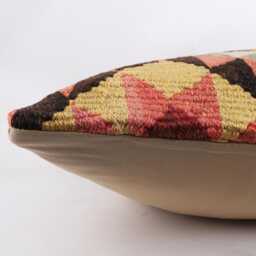 Handwoven Wool Kilim Pillow, 24x24 Inch Geometric Home Decor Throw Cushion - thumbnail 4