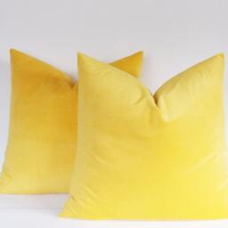 Set Of 2 Yellow Velvet Cotton Pillow Covers Decorative Throw Pillows - thumbnail 2