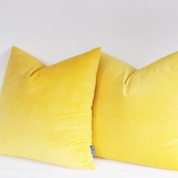 Set Of 2 Yellow Velvet Cotton Pillow Covers Decorative Throw Pillows - thumbnail 3