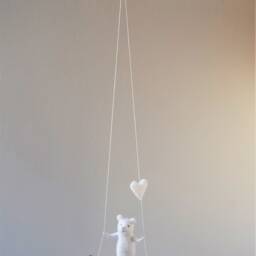 White Polarbear, Needle Felted Bear - Nursery Mobile, Bear Mobile -Baby Mobile, On Swing, Decor - thumbnail 3