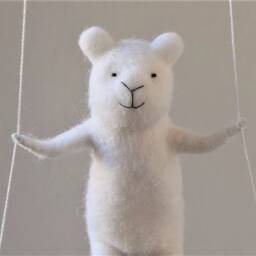 White Polarbear, Needle Felted Bear - Nursery Mobile, Bear Mobile -Baby Mobile, On Swing, Decor - thumbnail 2