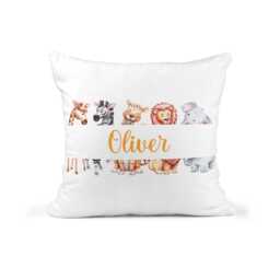 Personalised Safari Animal Cushion - Nursery Decor New Baby Gift Zoo - thumbnail 1