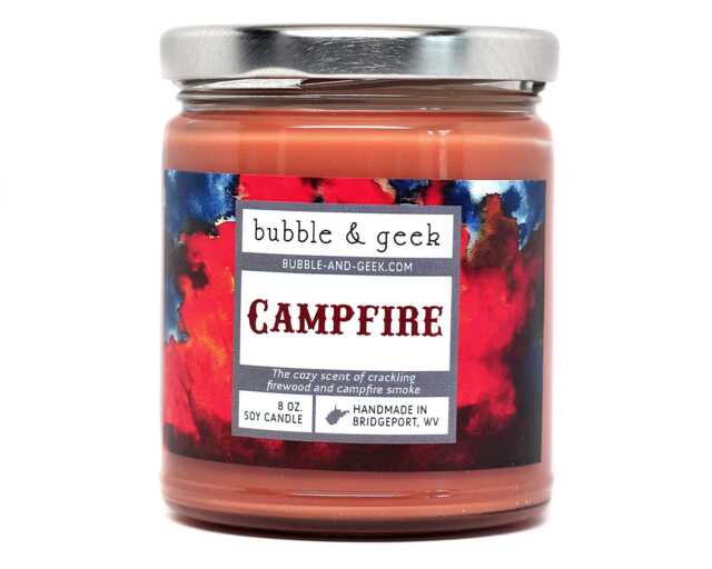 Campfire Scented Soy Candle - 8 Oz. Jar Firewood, Smoke