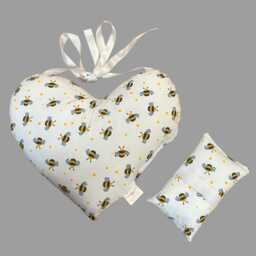 Bumblebees Mastectomy Cushion Gift Set Heart Pillow + Seatbelt Post-Op Recovery Top Surgery Lumpectomy Black White & Yellow Bees - thumbnail 3