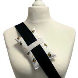 Bumblebees Mastectomy Cushion Gift Set Heart Pillow + Seatbelt Post-Op Recovery Top Surgery Lumpectomy Black White & Yellow Bees - thumbnail 4