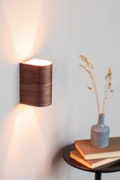Curved Plywood Wall Sconce Rustic Modern Bedside Lamp - thumbnail 1