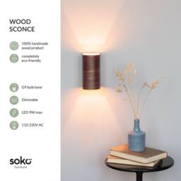 Curved Plywood Wall Sconce Rustic Modern Bedside Lamp - thumbnail 2