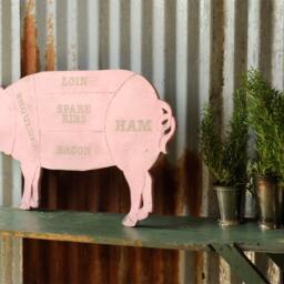 Pig Butcher Diagram Sign Pork Meat Chart Cuts Farmhouse Kitchen Wall Art - thumbnail 3