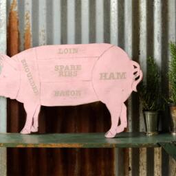 Pig Butcher Diagram Sign Pork Meat Chart Cuts Farmhouse Kitchen Wall Art - thumbnail 2