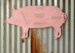 Pig Butcher Diagram Sign Pork Meat Chart Cuts Farmhouse Kitchen Wall Art - thumbnail 1
