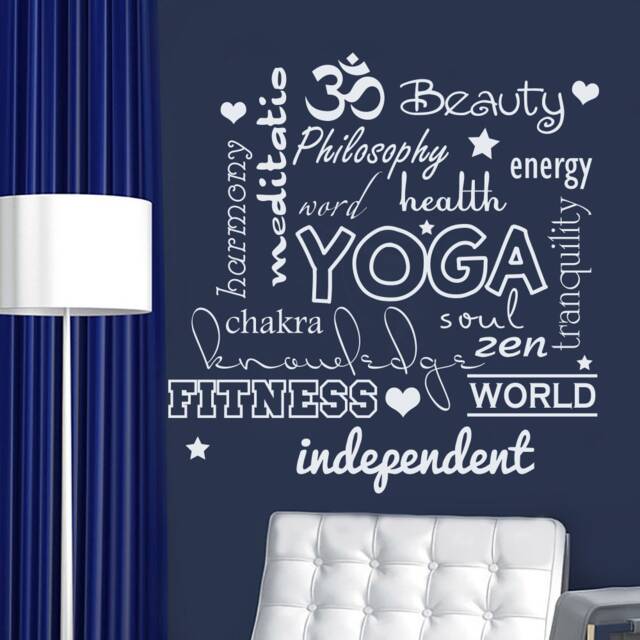Quote Wall Decal, Yoga Art, Om Health Beauty Fitness Vinyl Decal, Yoga Studio Sticker Mm71 - image 1