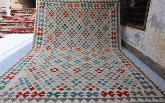 7x10 Ft Chubi Tribal Rug, Maimana Kilim Turkmen Oriental Rug, Flatweave New Colorful Design Kilim, Rug For Bedroom, Livingroom - image 1