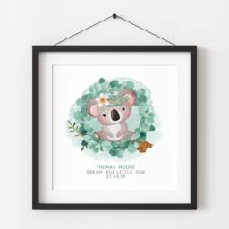 Koala Blush Print Personalised Wall Art Framed & Mounted Poster Square Or Portrait Kids Room New Baby Nursery Decor Family Mum Gift - thumbnail 1