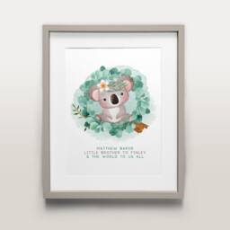 Koala Blush Print Personalised Wall Art Framed & Mounted Poster Square Or Portrait Kids Room New Baby Nursery Decor Family Mum Gift - thumbnail 3