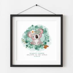 Koala Blush Print Personalised Wall Art Framed & Mounted Poster Square Or Portrait Kids Room New Baby Nursery Decor Family Mum Gift - thumbnail 2