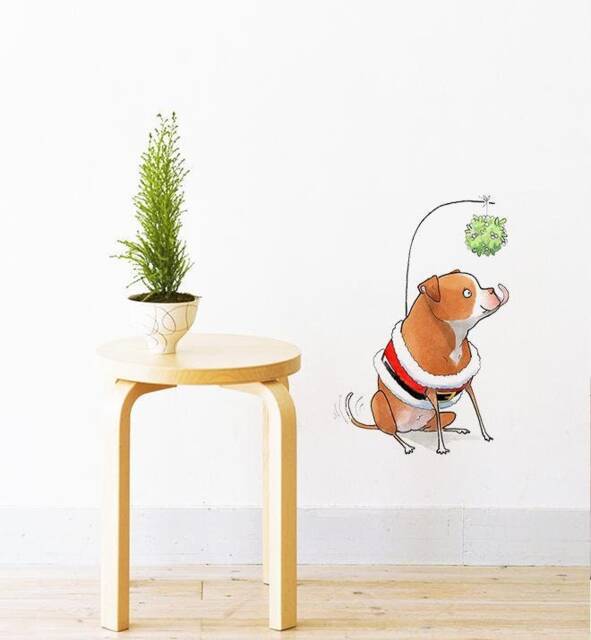 Merry Kissmas Wall Sticker Decal - Dogs & Pets Stickers, Art, Decals, Kids Boys, Girls, Animals Decals