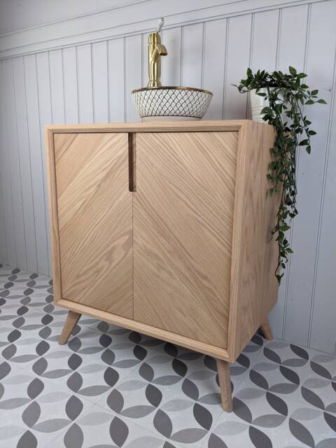 The Abbotsford/A Handmade Solid Oak Bathroom Vanity Unit in The Mid Century Modern Style - image 1