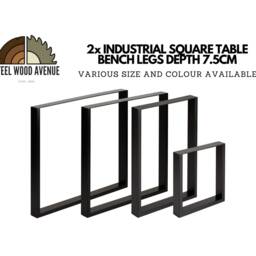 Industrial Steel Table Legs Square Frame, Heavy-Duty Metal, Diy For Dining Table, Desk, Coffee Bench - Set Of 2 - thumbnail 2