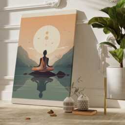 Yoga Pose Canvas Art Sunset Silhouette, Spiritual Serenity - thumbnail 3