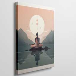 Yoga Pose Canvas Art Sunset Silhouette, Spiritual Serenity - thumbnail 1