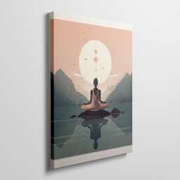 Yoga Pose Canvas Art Sunset Silhouette, Spiritual Serenity - thumbnail 2