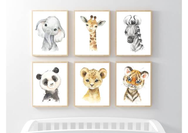 Safari Animal, Woodland Nursery Decor, Prints, Girls Nursery, Decor - image 1